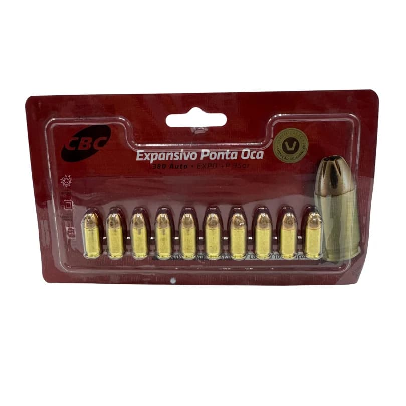 MUNIÇÃO CBC .380 AUTO EXPO +P 95GR EXPANSIVO PONTA OCA - BLISTER COM 10 UNIDADES
