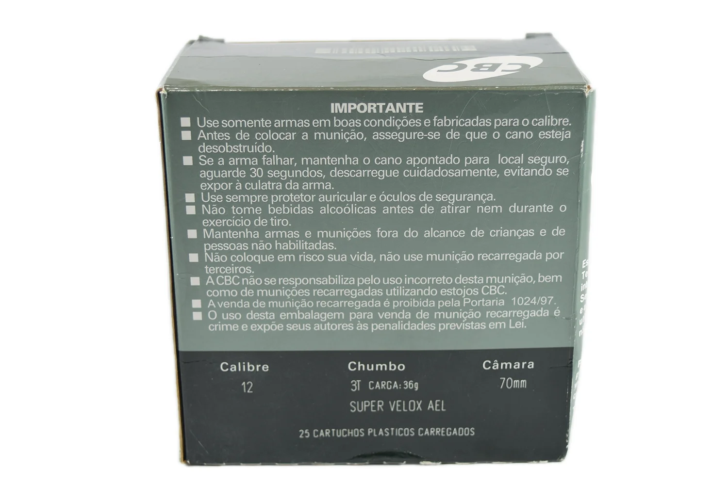 MUNIÇÃO CBC CAL. 12 36G CHUMBO 3T SUPER VELOX AEL — foto 3