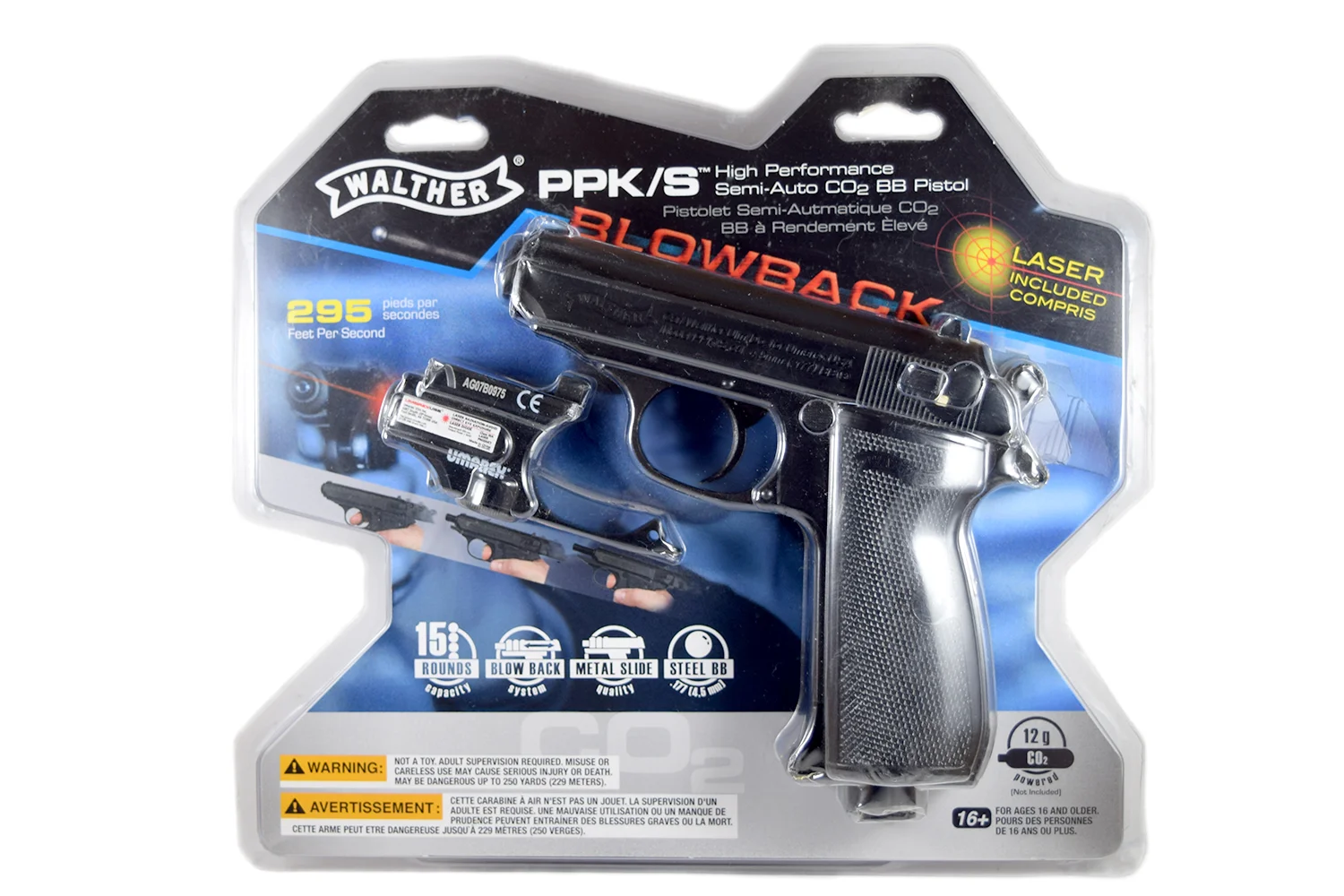 PISTOLA CO2 WALTHER PPK/S 4,5MM COM LASER — foto 4