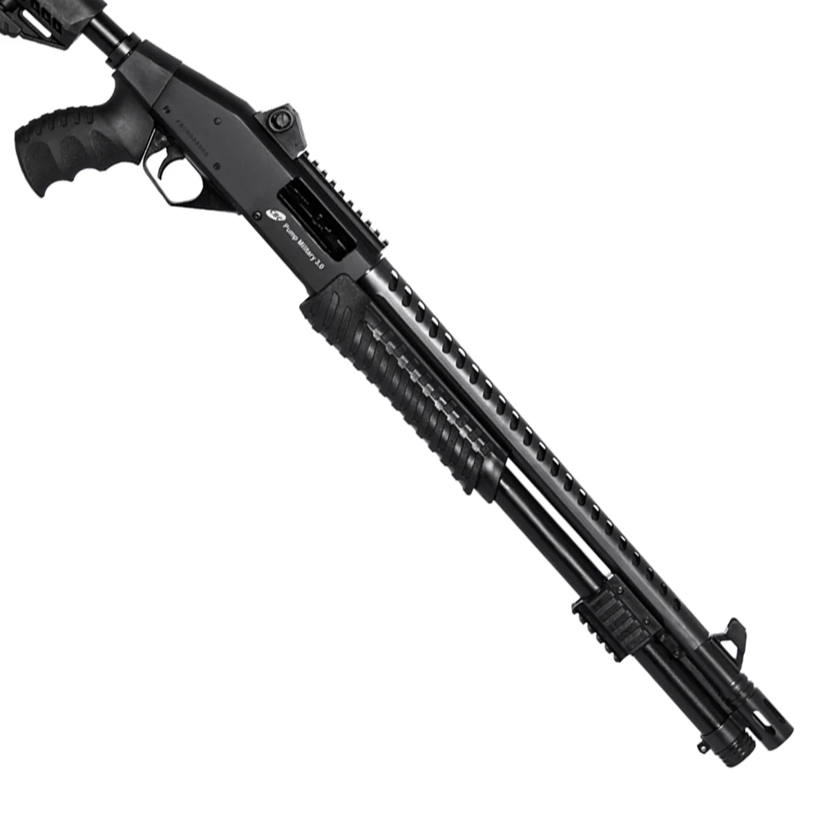 ESPINGARDA CBC PUMP MILITARY 3.0 CORONHA RETRÁTIL CALIBRE 12 CANO 19 C/ ACESSÓRIO — foto 2